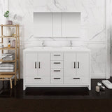 Fresca FVN9460WH-D Imperia 60" Glossy White Free Standing Double Sink Modern Bathroom Vanity with Medicine Cabinet