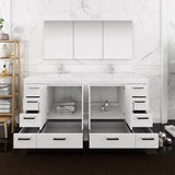 Fresca FVN9472WH Imperia 72" Glossy White Free Standing Double Sink Modern Bathroom Vanity with Medicine Cabinet