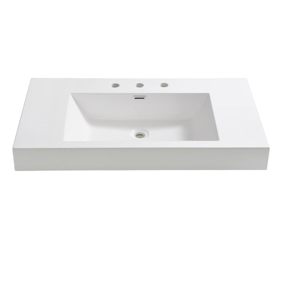 Fresca FVS8090WH Vista 36" White Integrated Sink with Countertop