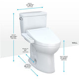 TOTO MW7763074CSFG.10#01 Drake Two-Piece 1.6 GPF Washlet+ Toilet with C2 Bidet Seat, 10" Rough-in, Cotton White