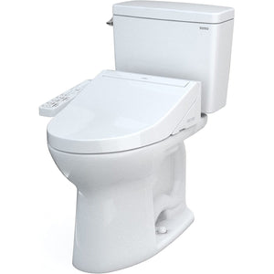 TOTO MW7763074CSFG.10#01 Drake Two-Piece 1.6 GPF Washlet+ Toilet with C2 Bidet Seat, 10" Rough-in, Cotton White