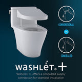 TOTO MW7863074CEFG#01 Drake Washlet+ 1.28 GPF Elongated Two-Piece Toilet with Washlet Bidet Seat