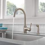 Peerless P199152LF-SS Precept Single Handle Kitchen Faucet with Side Spray in Stainless Finish