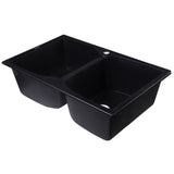 ALFI AB3220DI-BLA Black 32" Drop-In Double Bowl Granite Composite Kitchen Sink