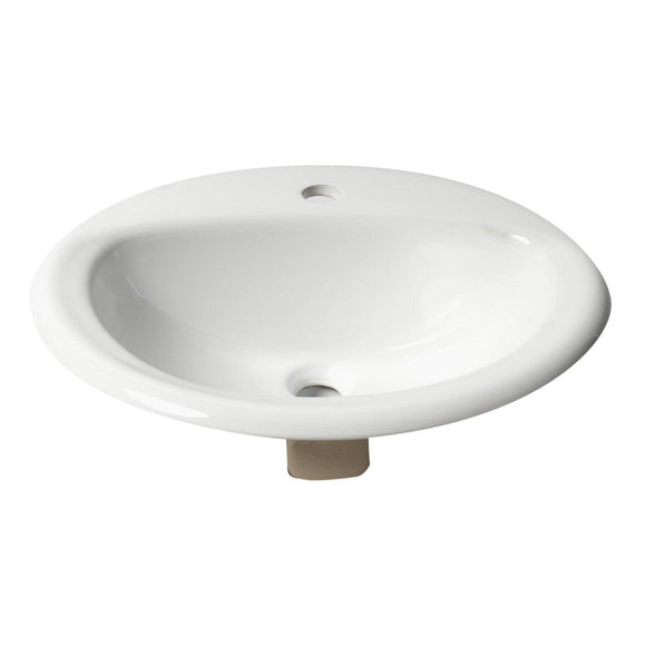 ALFI Brand ABC802 White Modern 21" Round Drop-in Ceramic Sink with Faucet Hole