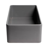 ALFI Brand ABF3618-GM Gray Matte Smooth Apron 36" x 18" Single Bowl Fireclay Farm Sink