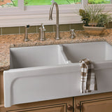 ALFI AB3918ARCH-W 39" White Arched Apron Wall Fireclay Double Bowl Farm Sink