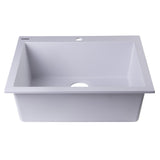 ALFI AB2420DI-W White 24" Drop-In Single Bowl Granite Composite Kitchen Sink