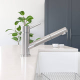 ALFI AB2025-BSS Solid Brushed Stainless Steel Pull Out Single Hole Faucet