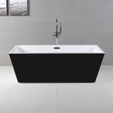 ALFI AB8834 59" Black & White Rectangular Acrylic Free Standing Soaking Bathtub