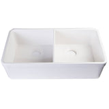 ALFI Brand AB512UM-W 32 inch White Double Bowl Fireclay Undermount Kitchen Sink