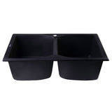 ALFI AB3220DI-BLA Black 32" Drop-In Double Bowl Granite Composite Kitchen Sink