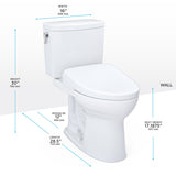 TOTO MW4544736CUFG#01 WASHLET+ Drake II 1G Two-Piece Toilet and WASHLET+ S7A Bidet Seat, Cotton White