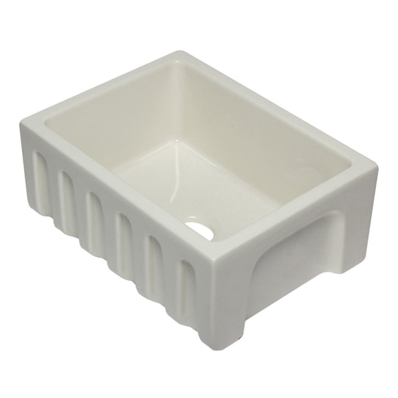 ALFI AB2418HS-B 24 inch Biscuit Smooth / Fluted Single Bowl Fireclay Farm Sink