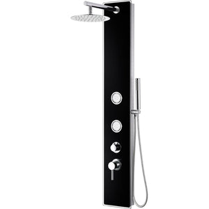 ALFI Brand ABSP55B Black Glass Shower Panel with 2 Body Sprays and Rain Shower