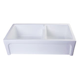 ALFI AB3618ARCH-W 36" White Arched Apron Wall Fireclay Double Bowl Farm Sink