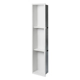 ALFI Brand 8" x 36" White Matte Stainless Steel Vertical Triple Shelf Bath Shower Niche