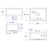 ALFI AB2418ARCH-W 24" White Arched Apron Wall Fireclay Single Bowl Farm Sink