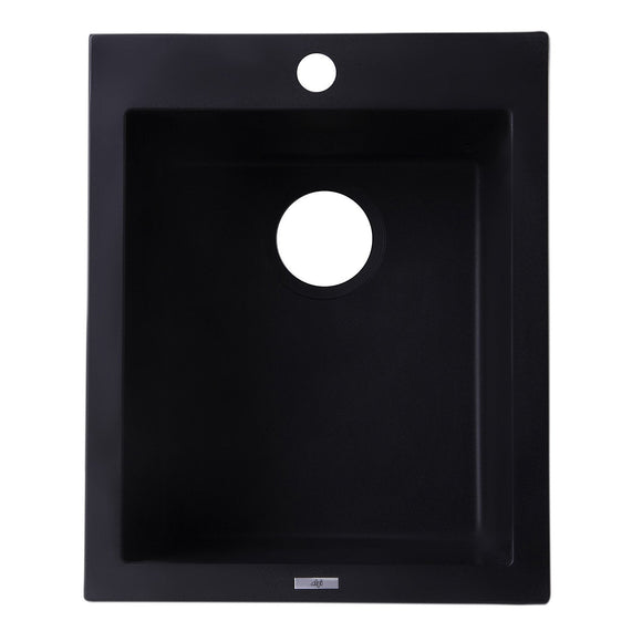 ALFI AB1720DI-BLA Black 17" Drop-In Rectangular Granite Composite Prep Sink