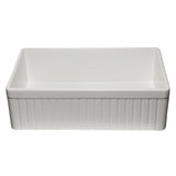 ALFI Brand AB532-W 33" White Single Bowl Fluted Apron Fireclay Farm Sink