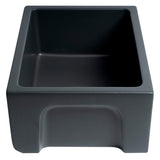 ALFI AB2418HS-BM 24" Matte Black Reversible Smooth / Fluted Fireclay Farm Sink