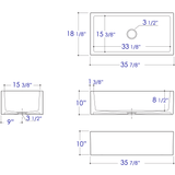 ALFI AB3618HS-B 36 inch Biscuit Smooth / Fluted Single Bowl Fireclay Farm Sink