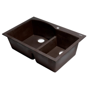 ALFI Brand AB3320DI-C Chocolate 33" 2x Bowl Drop-in Granite Comp Kitchen Sink