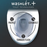 TOTO MW7763084CSG#01 Drake Washlet+ Two-Piece 1.6 GPF Tornado Flush Toilet with C5 Bidet Seat