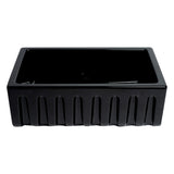 ALFI AB3018HS-BG 30" Black Gloss Reversible Smooth / Fluted Fireclay Farm Sink