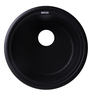 ALFI AB1717DI-BLA Black 17" Drop-In Round Granite Composite Kitchen Prep Sink