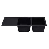 ALFI AB4620DI-BLA Black 46" Double Bowl Granite Composite Sink with Drainboard