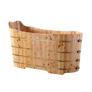 ALFI Brand AB1103 59" Free Standing Cedar Wood Bathtub with Bench