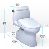 TOTO MW6144736CUFG#01 WASHLET+ Carlyle II 1G One-Piece Toilet and WASHLET+ S7A Bidet Seat, Cotton White