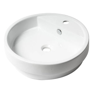 ALFI Brand ABC702 White Modern 19" Round Semi Recessed Ceramic Sink with Faucet Hole