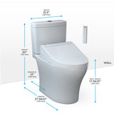 TOTO MW4463084CEMFGN#01 Aquia IV Two-Piece Elongated Universal Height Dual Flush Toilet and WASHLET C5 Bidet Seat