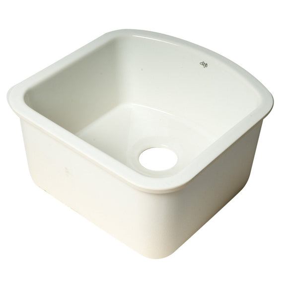 ALFI Brand AB1818C 17" White Fireclay Undermount D-Shaped Kitchen Sink