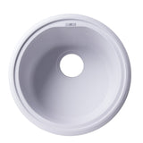 ALFI AB1717DI-W White 17" Drop-In Round Granite Composite Kitchen Prep Sink