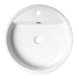 ALFI Brand ABC702 White Modern 19" Round Semi Recessed Ceramic Sink with Faucet Hole