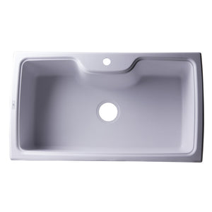 ALFI AB3520DI-W White 35" Drop-In Single Bowl Granite Composite Kitchen Sink