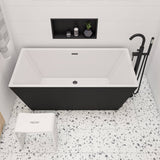 ALFI Brand AB2534-BM Black Matte Single Lever Floor Mounted Tub Filler Mixer with Hand Held Shower Head