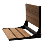 ALFI Brand ABS17-BM Black Matte 17" Wide Foldable Teak Shower Seat with Backrest