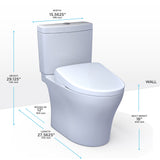 TOTO MW4464726CEMGN#01 WASHLET+ Aquia IV Two-Piece Dual Flush Toilet and WASHLET S7 Bidet Seat