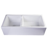 ALFI AB3618DB-W 36" White Smooth Apron Wall Fireclay Double Bowl Farm Sink