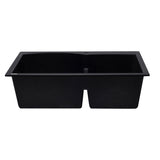 ALFI AB3320DI-BLA Black 33" Double Bowl Drop in Granite Composite Kitchen Sink