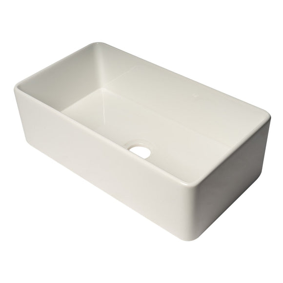 ALFI Brand ABF3318S 33" White Thin Wall Single Bowl Smooth Apron Fireclay Kitchen Farm Sink