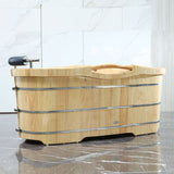 ALFI Brand AB1163 61" Free Standing Wooden Bathtub with Cushion Headrest