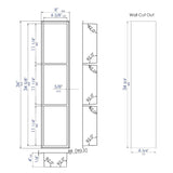 ALFI Brand 8" x 36" Black Matte Stainless Steel Vertical Triple Shelf Bath Shower Niche