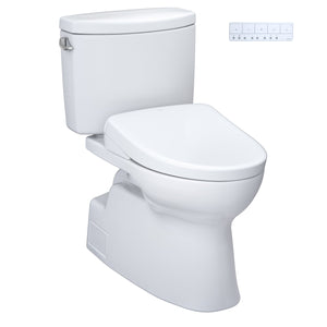 TOTO WASHLET+ Vespin II Two-Piece Elongated 1.28 GPF Toilet and WASHLET+ S7 Contemporary Bidet Seat, Cotton White - MW4744726CEFG#01