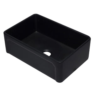 ALFI AB3020SB-BM 30 inch Black Reversible Single Fireclay Farmhouse Kitchen Sink