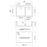 ALFI AB3320DI-BLA Black 33" Double Bowl Drop in Granite Composite Kitchen Sink